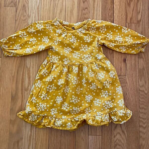 Tea Collection sz 4 yellow floral dress elastic at cuffs great pre owned cond